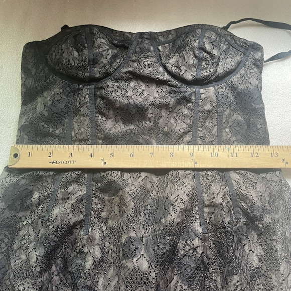 American Eagle Dress Women 0 Black Lace Lined Whimsigoth Corset LBD Fairy Grunge - Picture 8 of 10